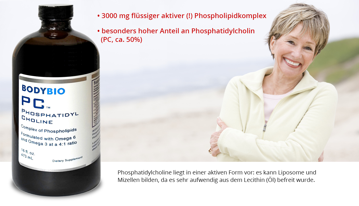 BodyBio PC Phosphatidylcholin Liquid Phosphatidylcholin aus der Gruppe der Phospholipide ist ein wichtiger Baustein jeder menschlichen und tierischen Zellmembran.
